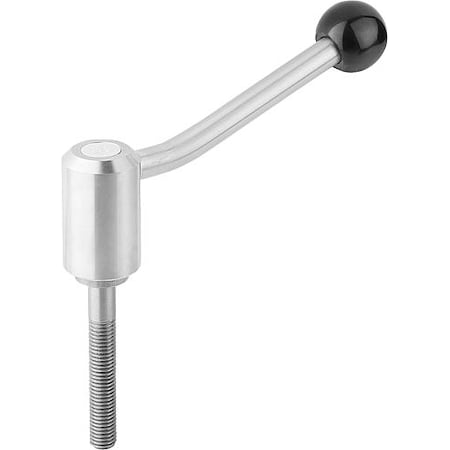 KIPP Adjustable Tension Levers in stainless, with ext. thread, 20°, metric K0109.3121X70